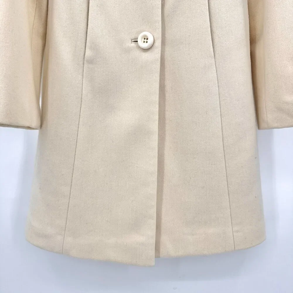 J. CREW Classic Long Cream Beige Wool Peacoat Size 4 - Picture 6 of 10